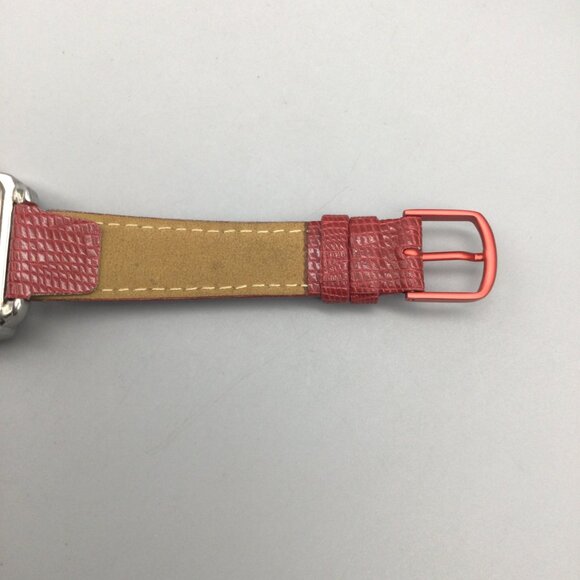 Coach Boyfriend Watch Women 32mm Silver Tone Day Date Red Leather New Battery